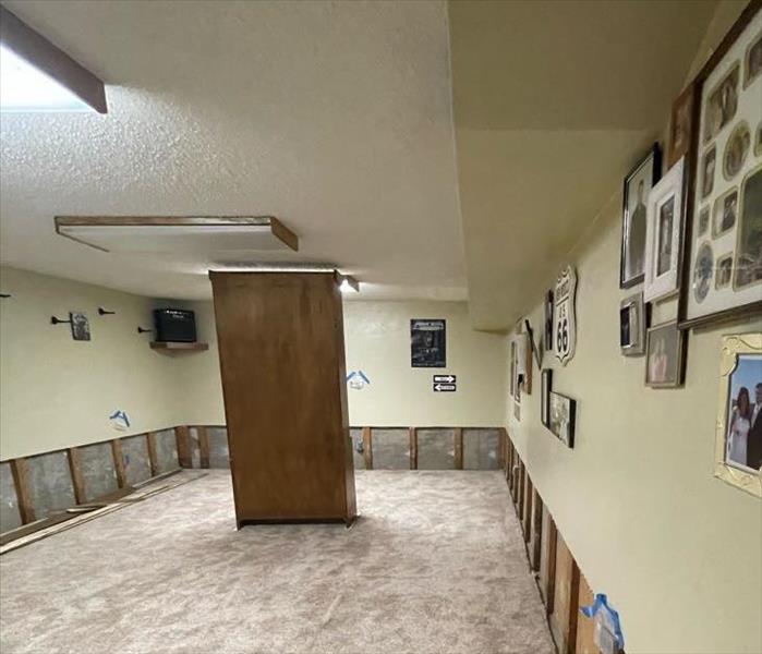 Yukon Oklahoma basement with flood cuts to 2 feet and removed contents